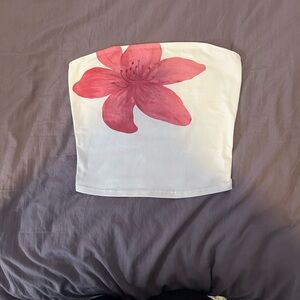 Floral White and Pink Crop Top